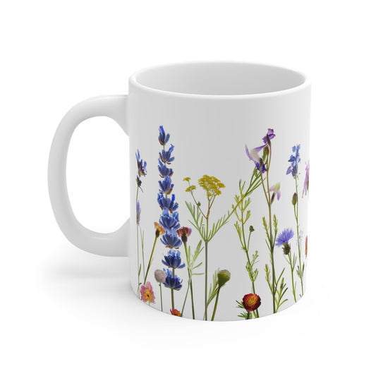 Pressed Wildflower Mug: Boho Watercolor Floral Coffee Mug