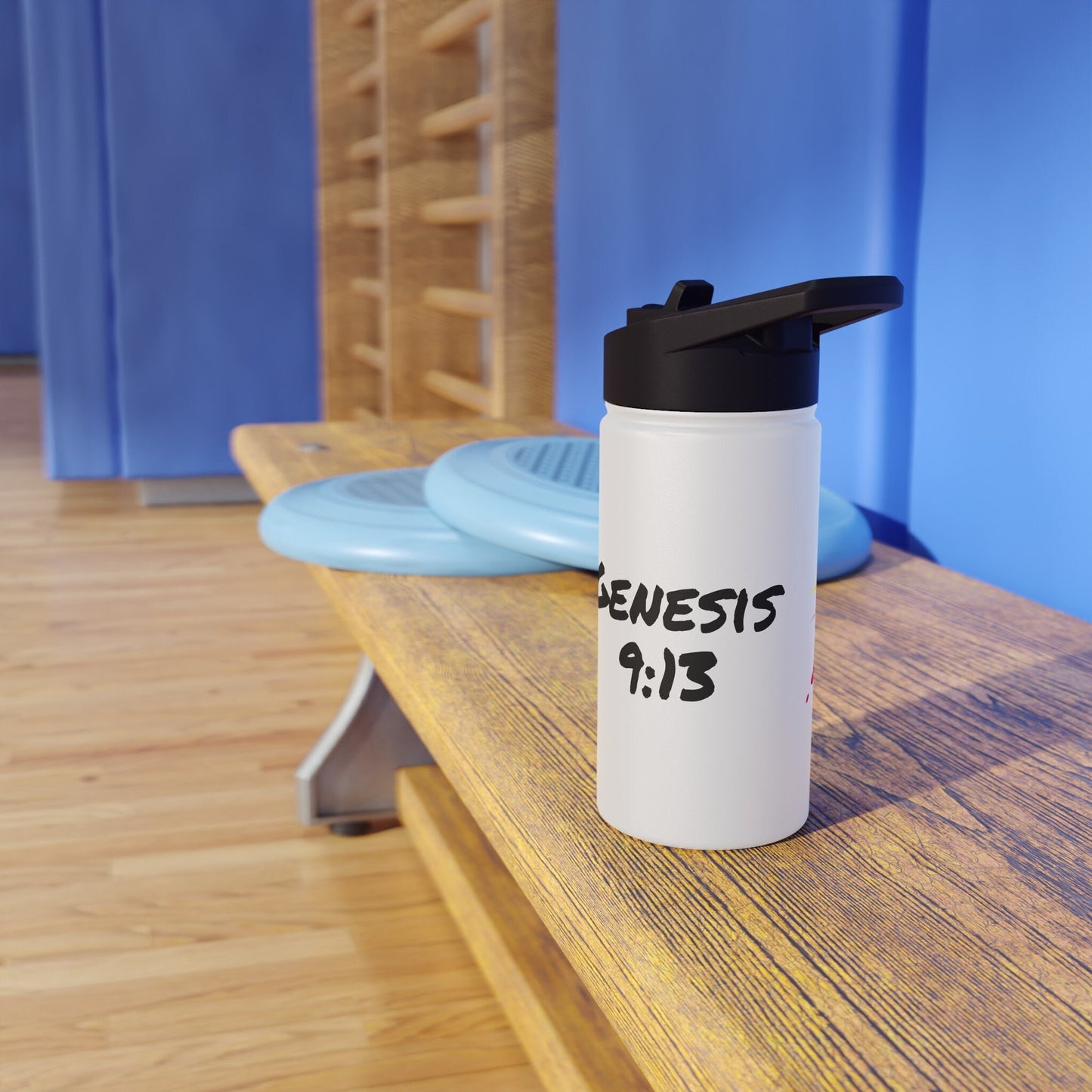Genesis 9:13 Graffiti Rainbow Stainless Steel Water Bottle, Standard Lid