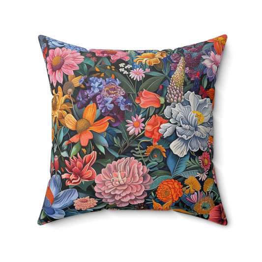 Futuristic Flowers Spun Polyester Square Pillow