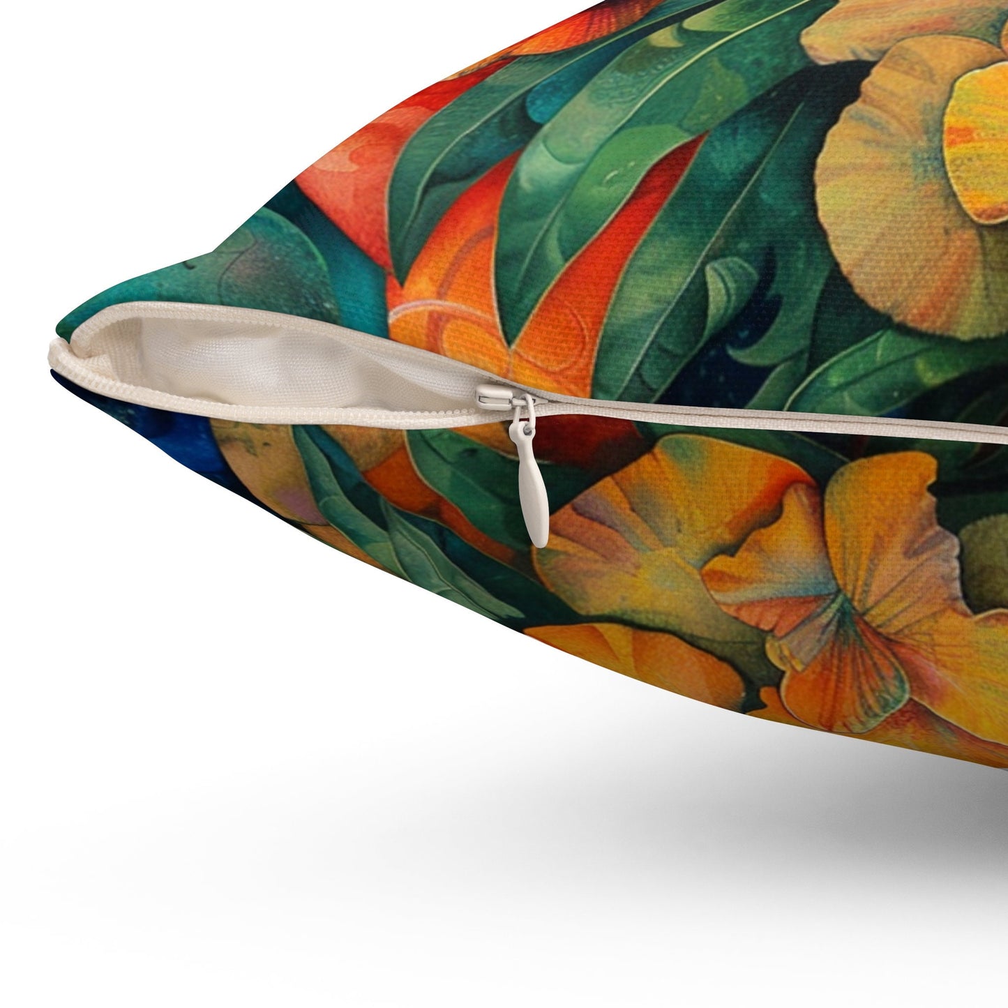 Futuristic Flowers Spun Polyester Square Pillow
