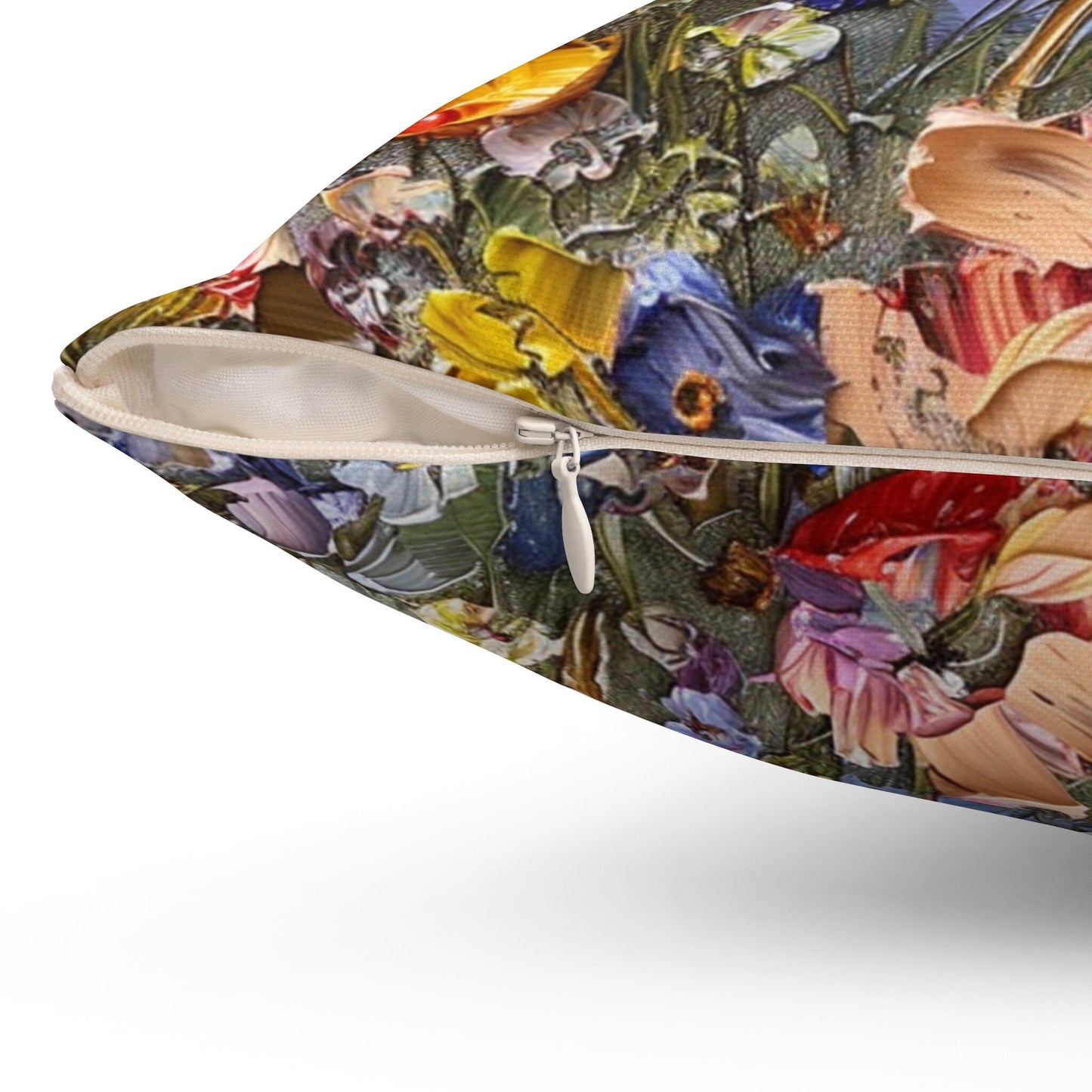 Futuristic Flowers Spun Polyester Square Pillow