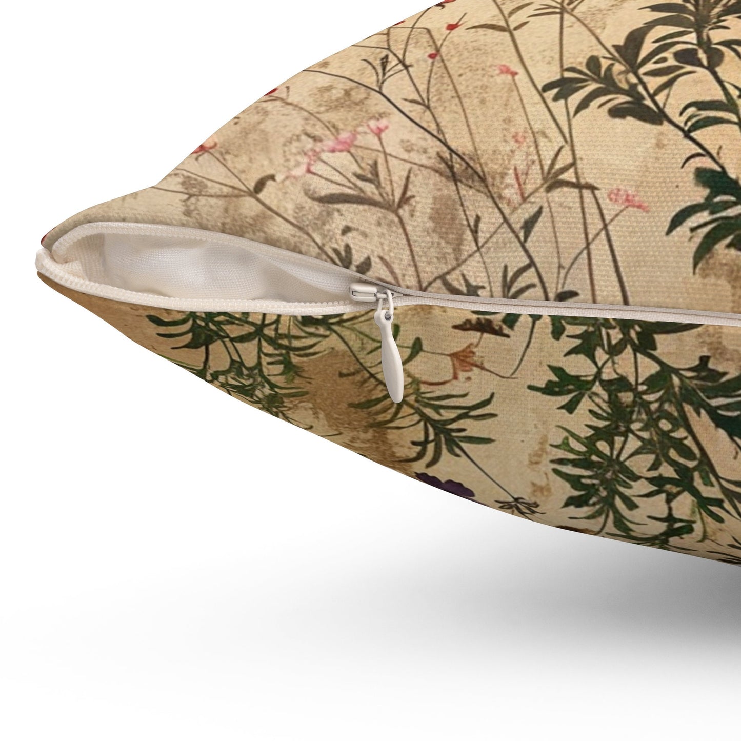 Japanese Wildflowers on a Spun Polyester Square Pillow