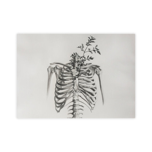 Nature's Anatomy Fusion - Skull and Plant Canvas Tile Print