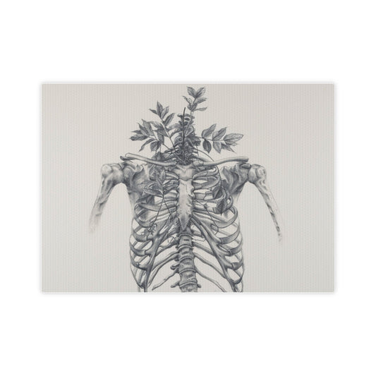 Nature's Anatomy Fusion - Skull and Plant Canvas Tile Print
