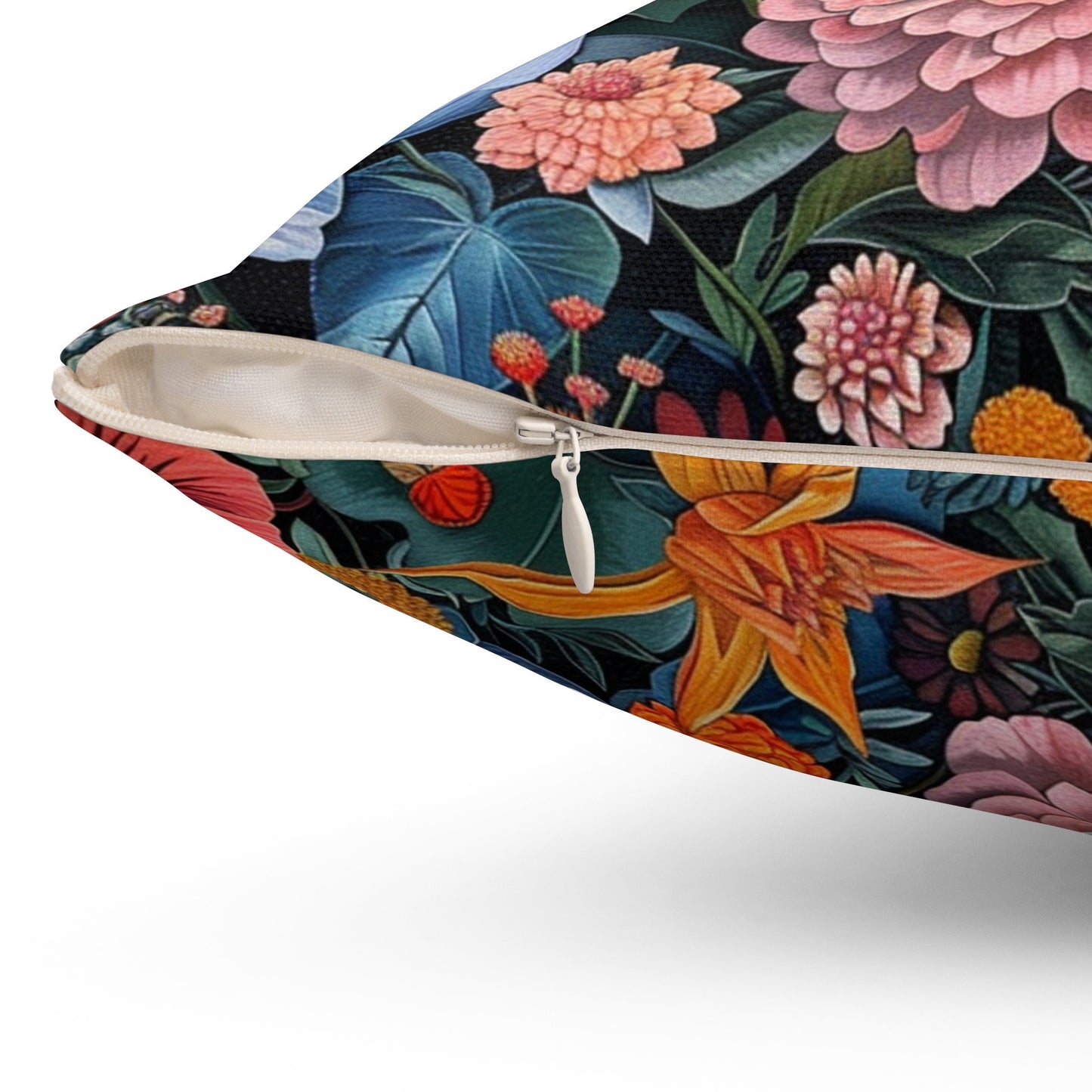 Futuristic Flowers Spun Polyester Square Pillow