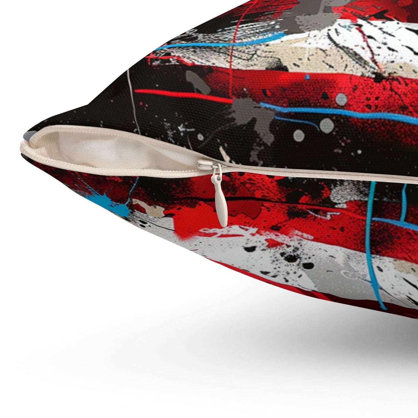 American Flag Graffiti Spun Polyester Square Pillow