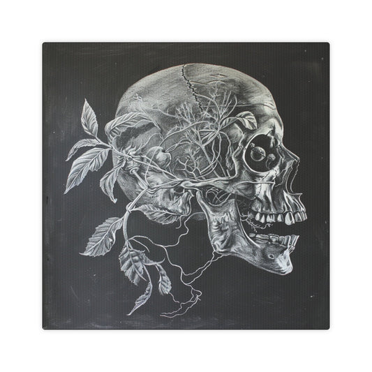 Nature Wins Canvas Photo Tile - Skull and Plant