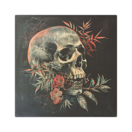 Nature Wins Canvas Photo Tile - Skull and Plant