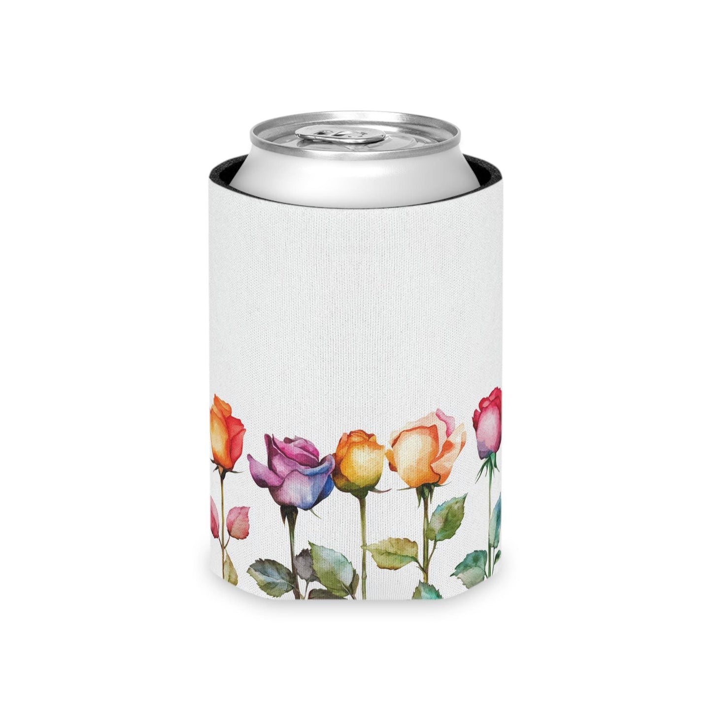 Rose Design Can Cooler: Floral Insulated Drink Sleeve