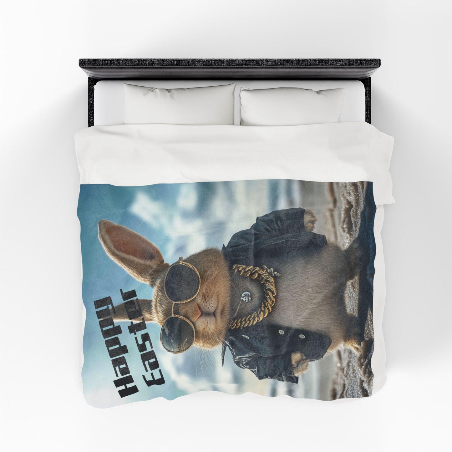 Easter Bunny Velveteen Plush Blanket: Soft Cozy Throw