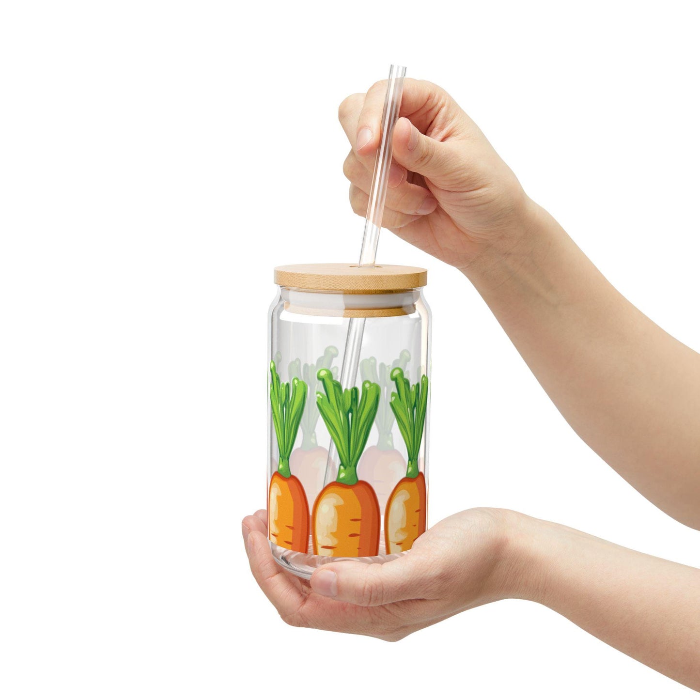 Carrot Row Sipper Glass: Garden Vegetable 16oz Tumbler