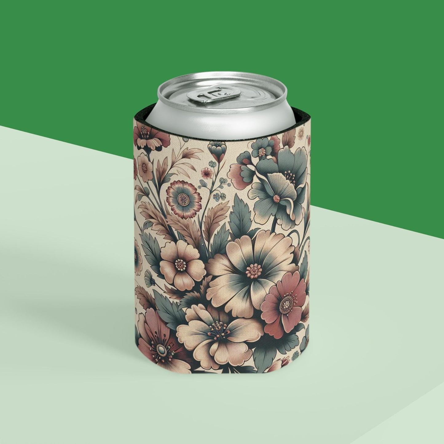 Vintage Floral Can Cooler: Retro Beverage Sleeve