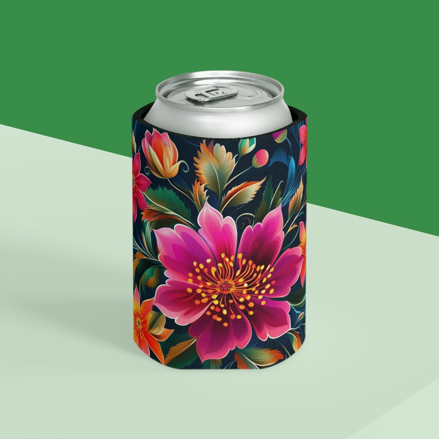 Floral Can Cooler, Drink Sleeve, Beverage Insulator, Beer Holder, Soda Can Cover, Tropical Koozie