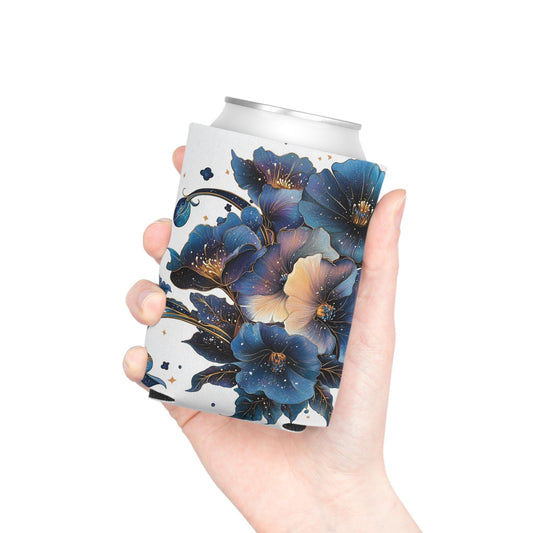 Floral Can Cooler: Botanical Print Beverage Insulator Sleeve
