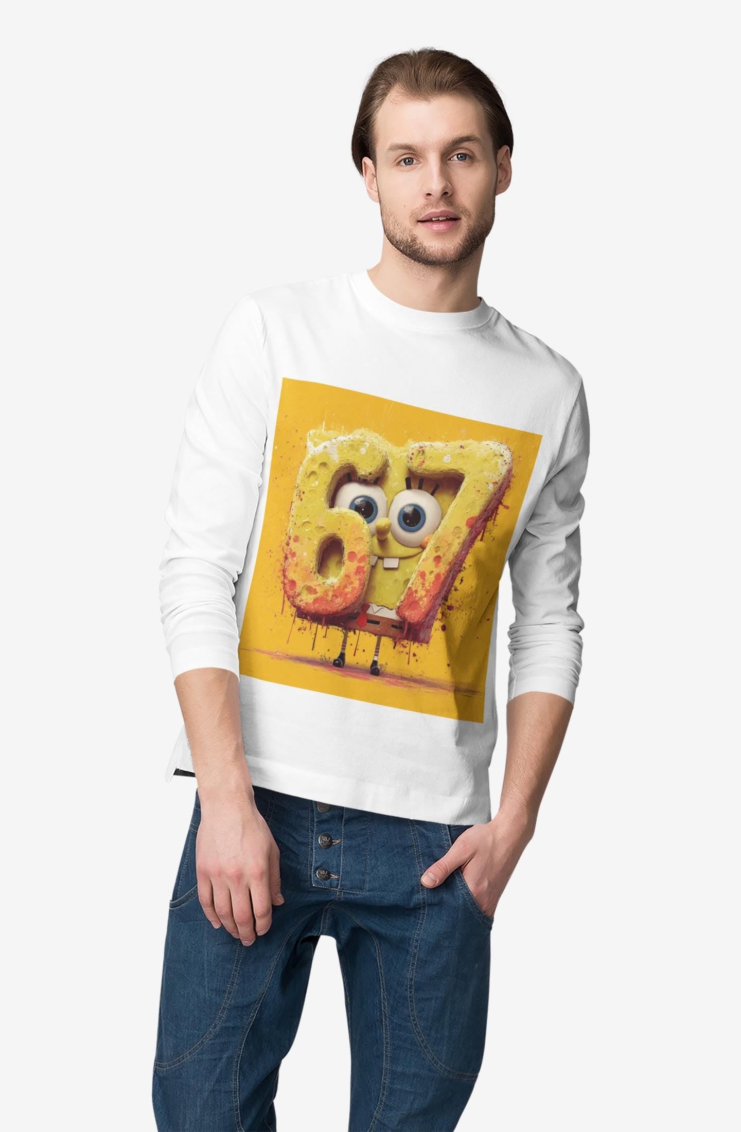 Number 67 Graphic Long Sleeve Tee | Playful Cartoon Design