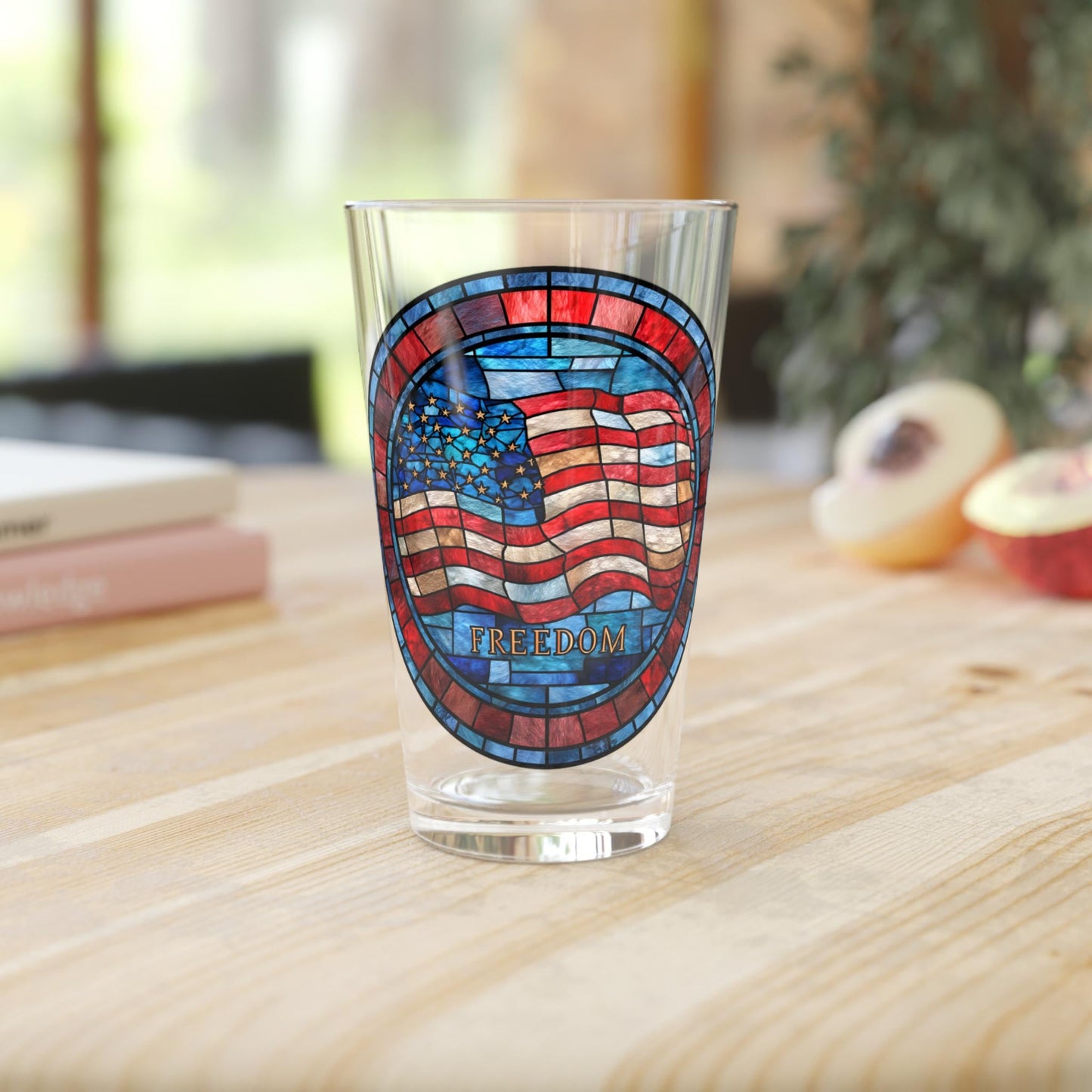 American Flag Stained Glass Freedom Pint Glass | 16oz