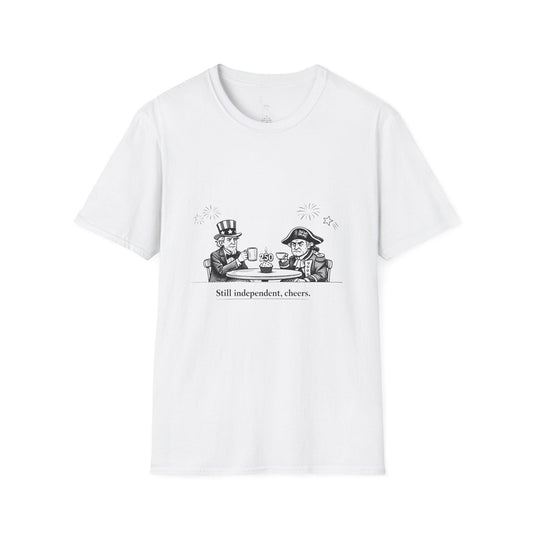 Still Independent Cheers T-Shirt | Uncle Sam & Revolutionary Soldier Illustration