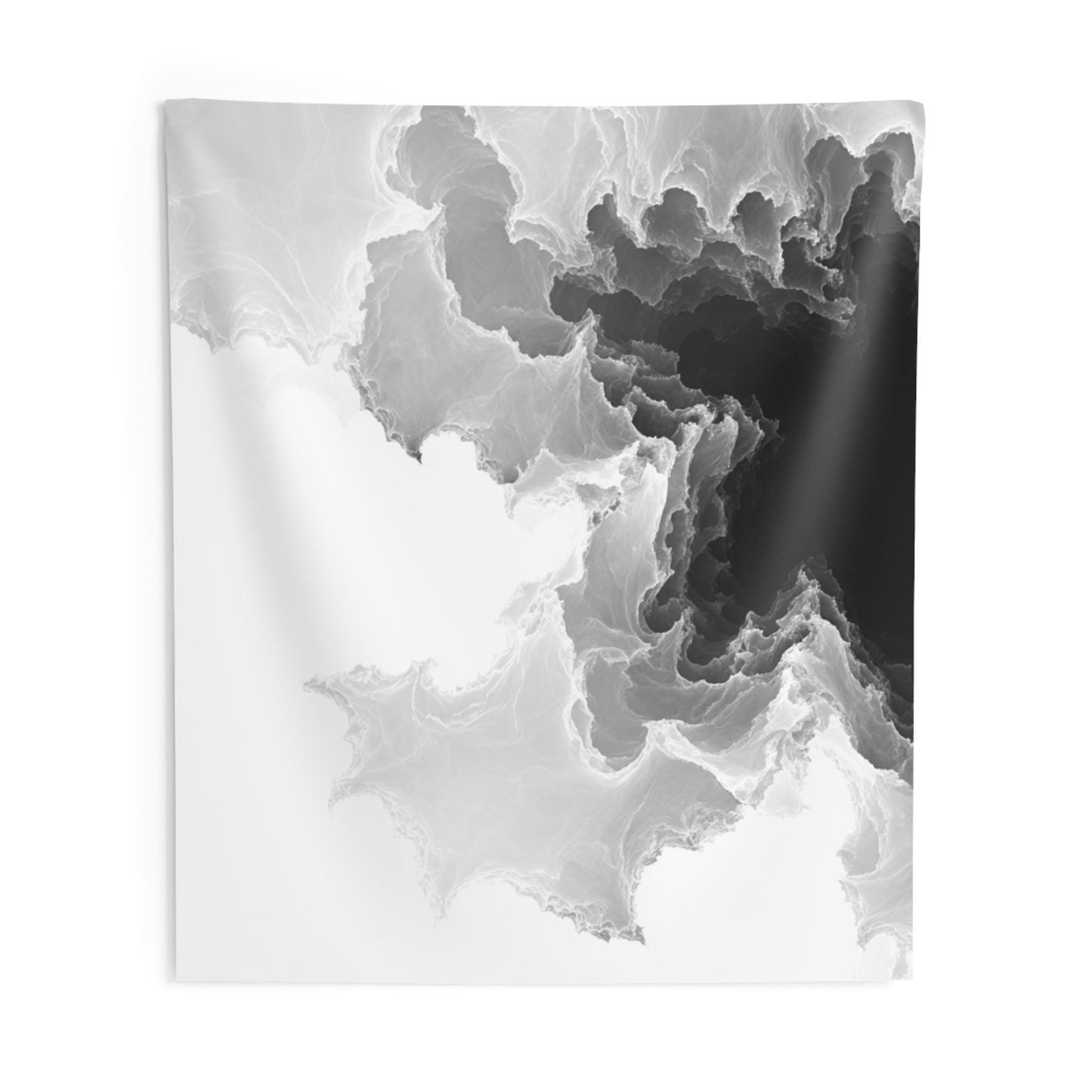 Abstract Black and White Marble Wall Tapestry | Monochrome Ink Cloud