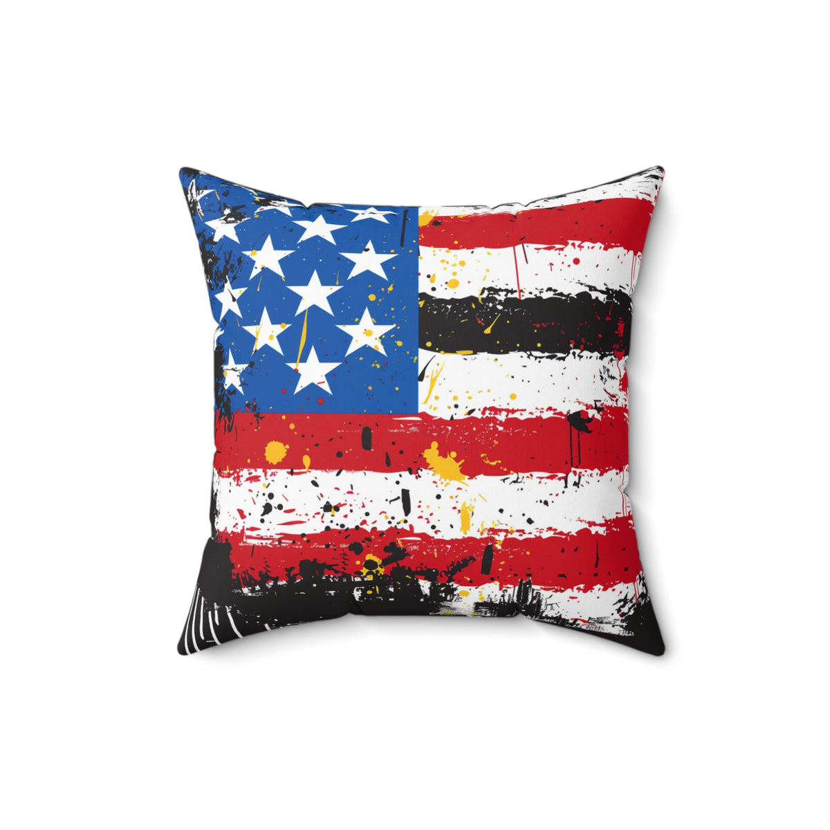 American Flag Graffiti Spun Polyester Square Pillow