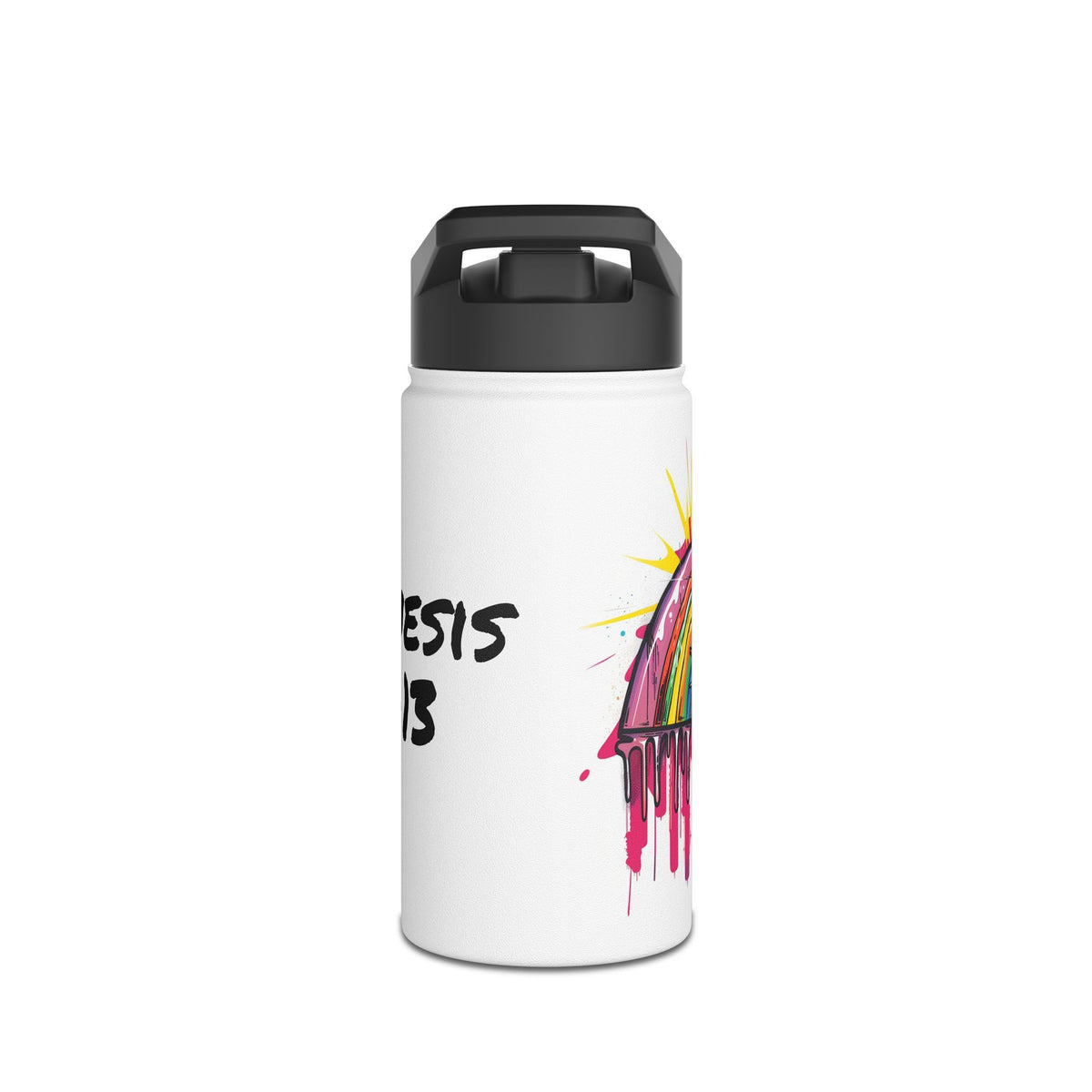 Genesis 9:13 Graffiti Rainbow Stainless Steel Water Bottle, Standard Lid
