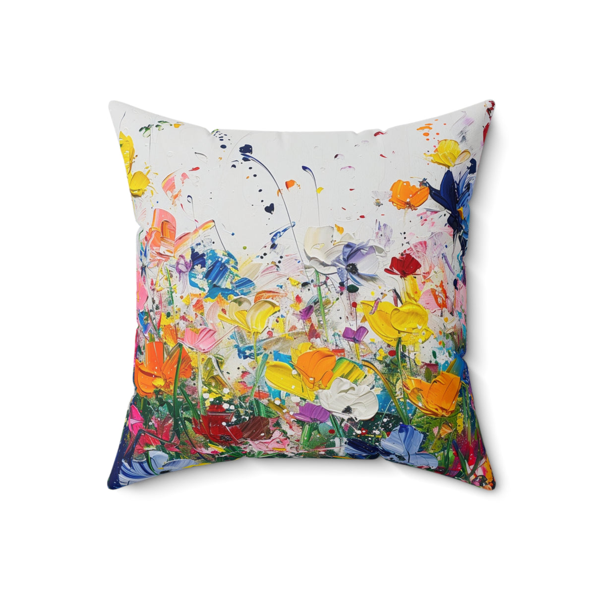 Expressionistic Flowers Spun Polyester Square Pillow