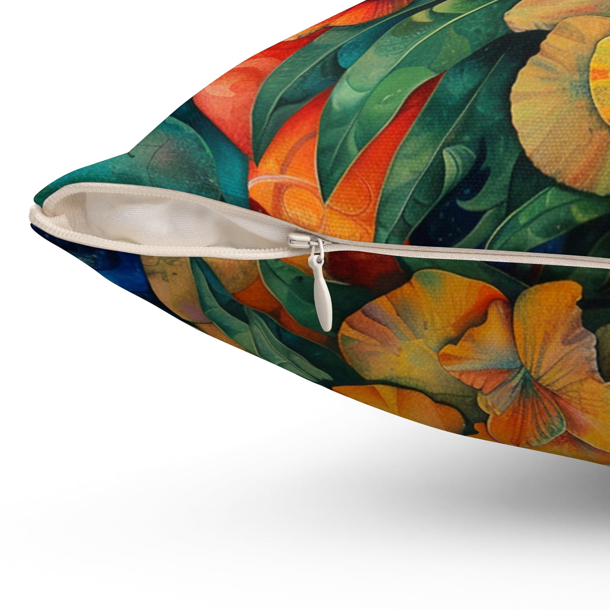 Futuristic Flowers Spun Polyester Square Pillow