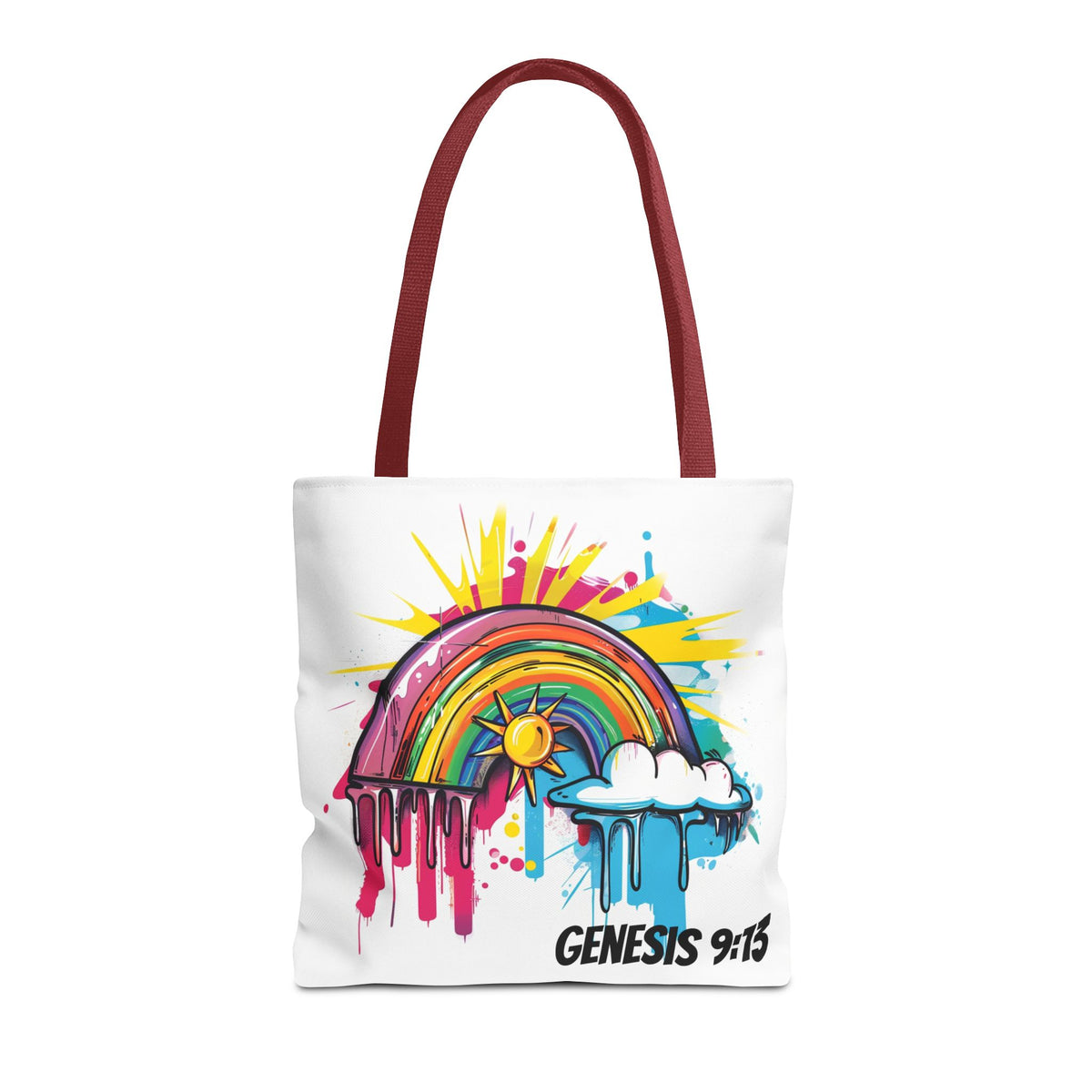 Genesis 9:13 Graffiti Style Rainbow Tote Bag