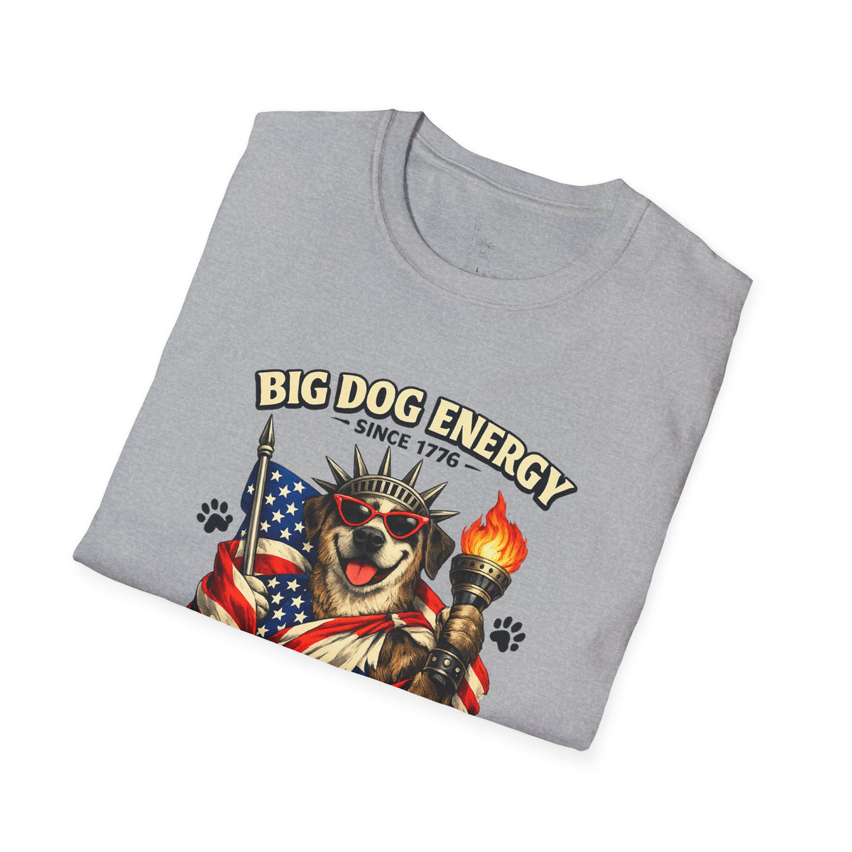 Big Dog Energy graphic T-Shirt | Patriotic American flag dog, 4th of July