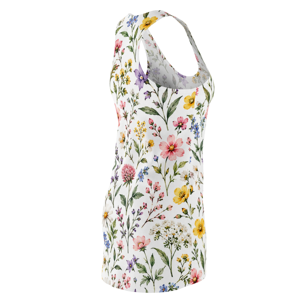 Floral Meadow Racerback Dress — All-Over Watercolor Wildflower Print