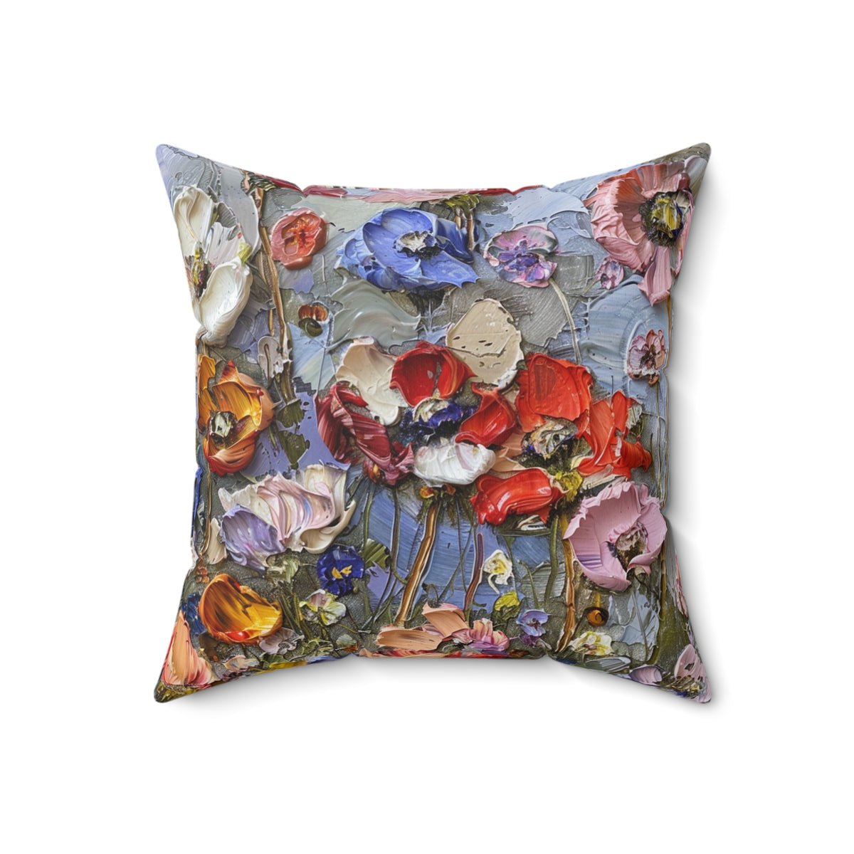 Futuristic Flowers Spun Polyester Square Pillow