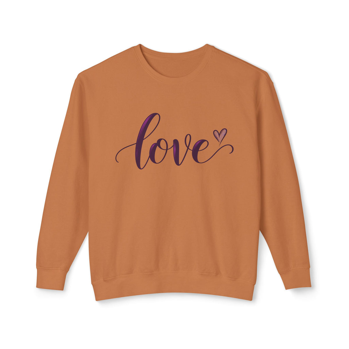 Love Script Crewneck Sweatshirt — Feminine Purple Heart Love Design