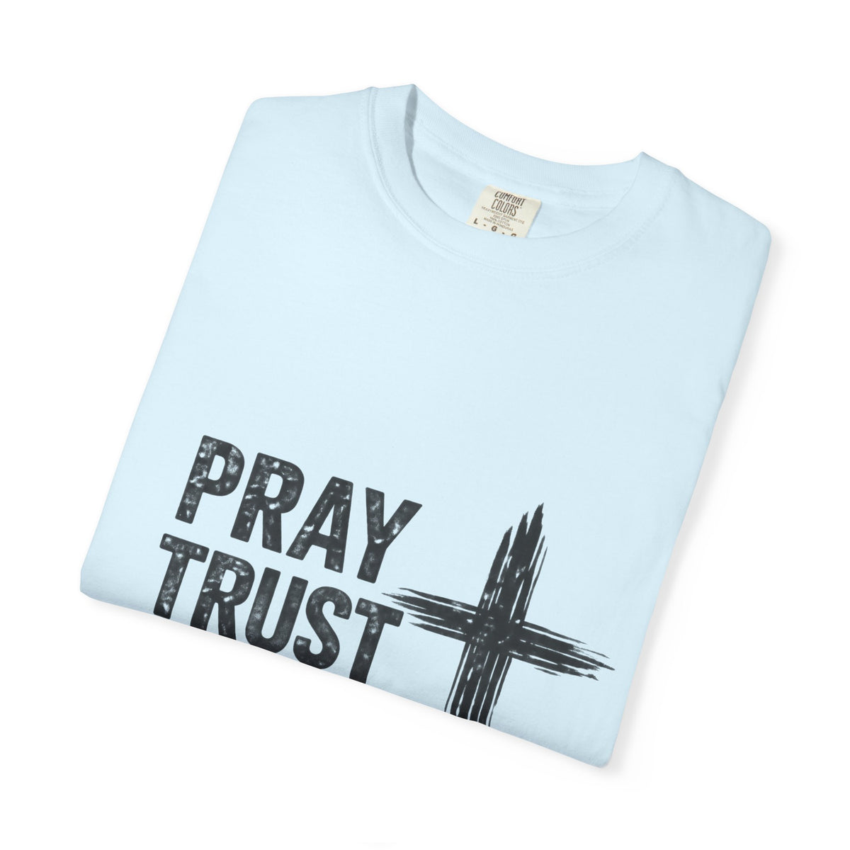 Prayer Trust Wait Repeat T-Shirt — Christian Faith Cross Graphic Tee