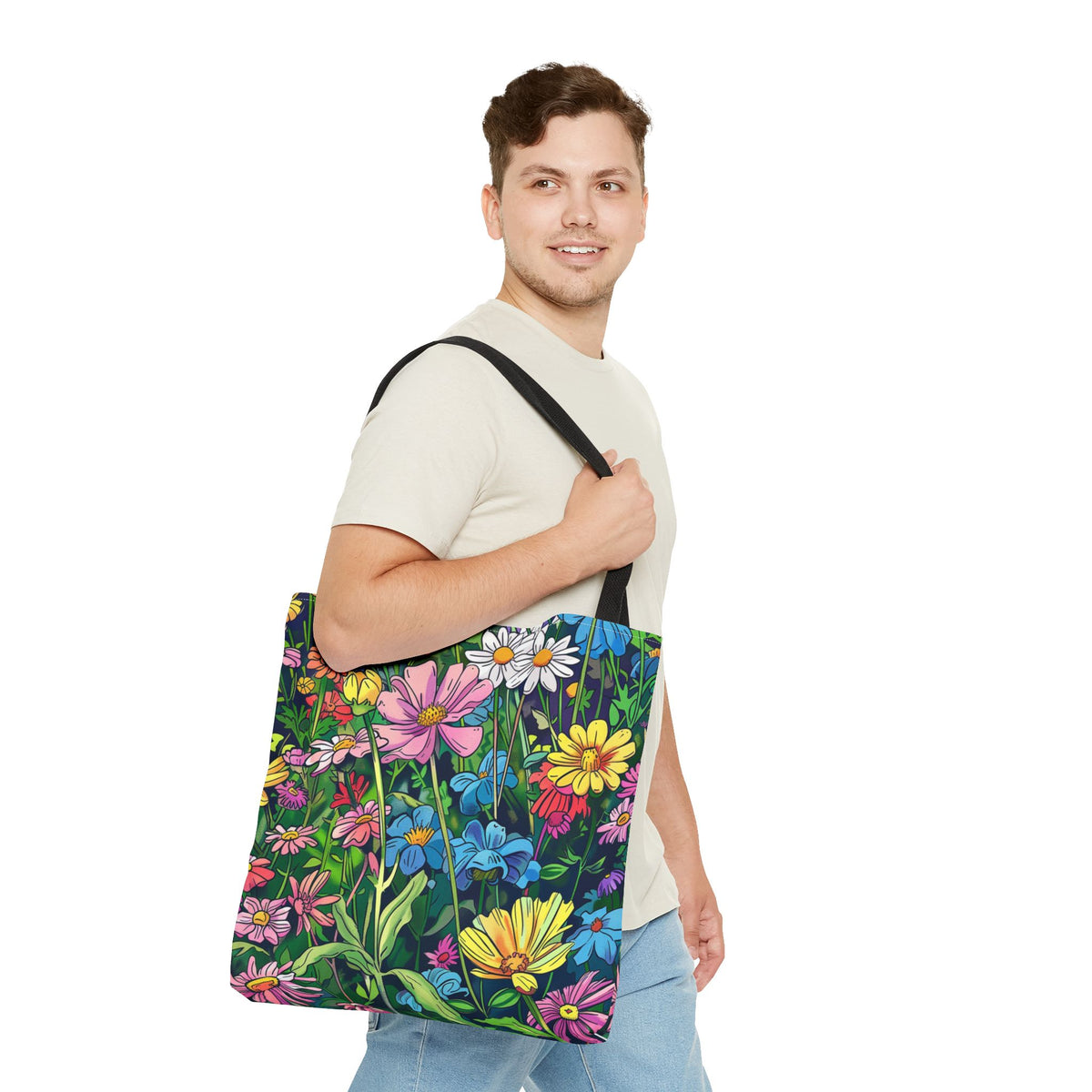 Wildflower Tote Bag - Comic Book Style
