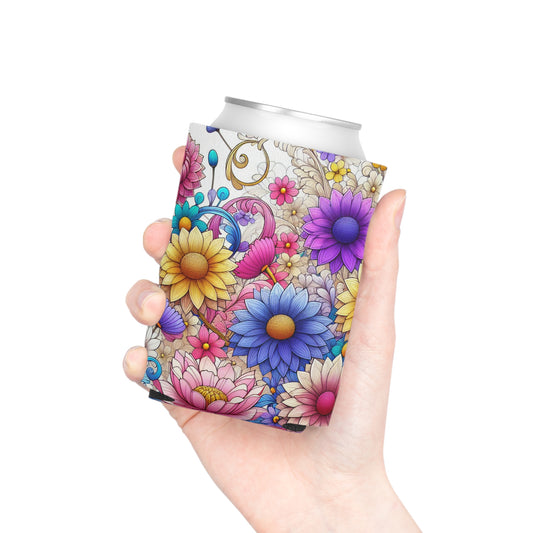 Floral Can Cooler - Insulated Beverage Holder for Cold Drinks, Outdoor Events, Summer Picnics, Wedding Favors, Gift Idea, Party Supplies