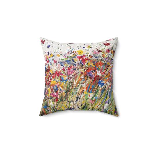 Expressionistic Flowers Spun Polyester Square Pillow Part Three