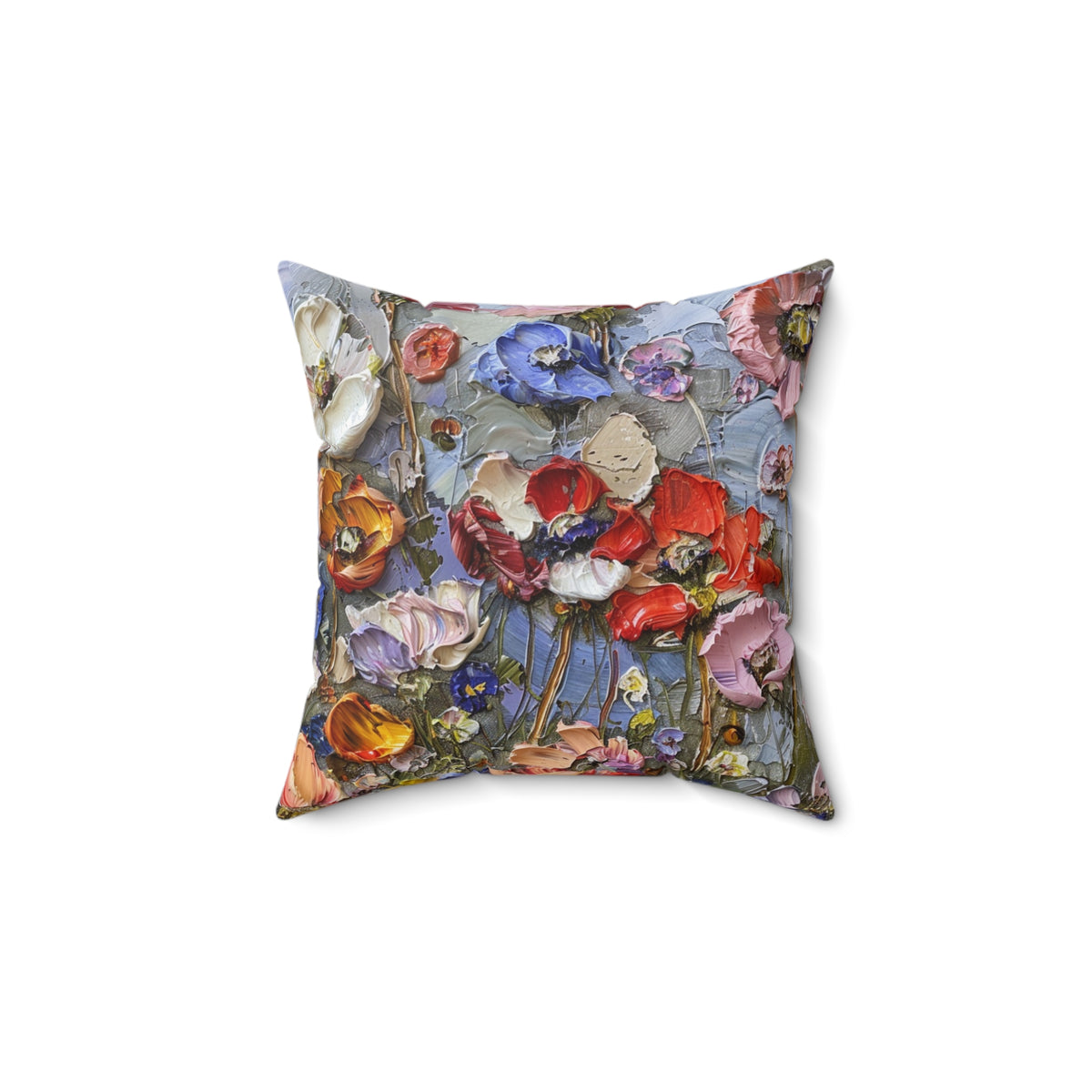 Futuristic Flowers Spun Polyester Square Pillow