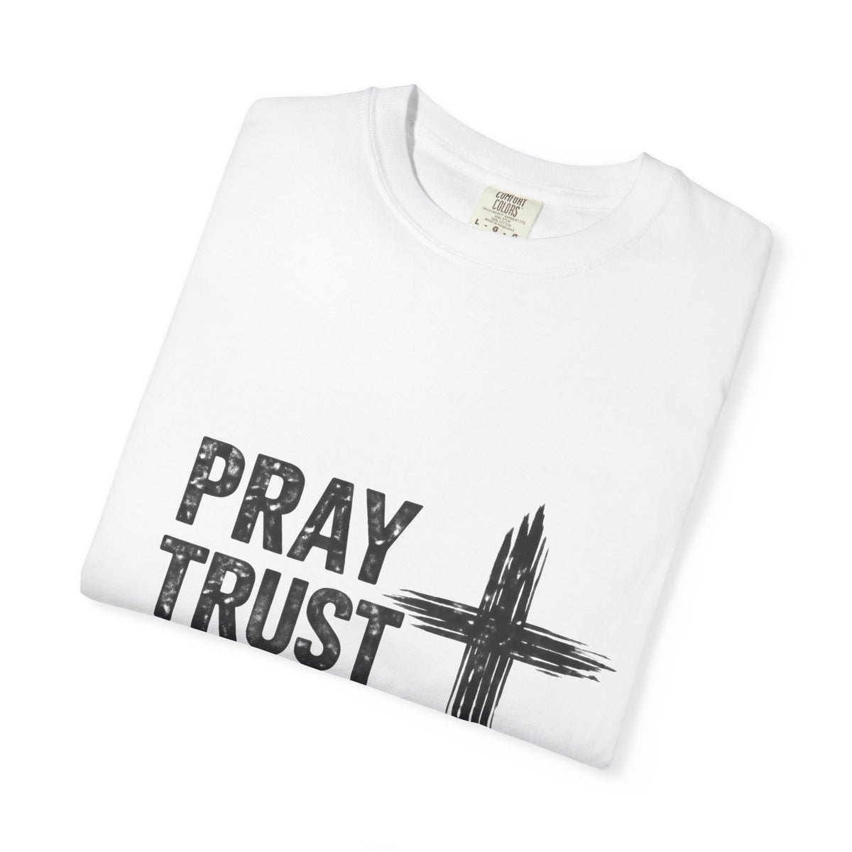 Prayer Trust Wait Repeat T-Shirt — Christian Faith Cross Graphic Tee