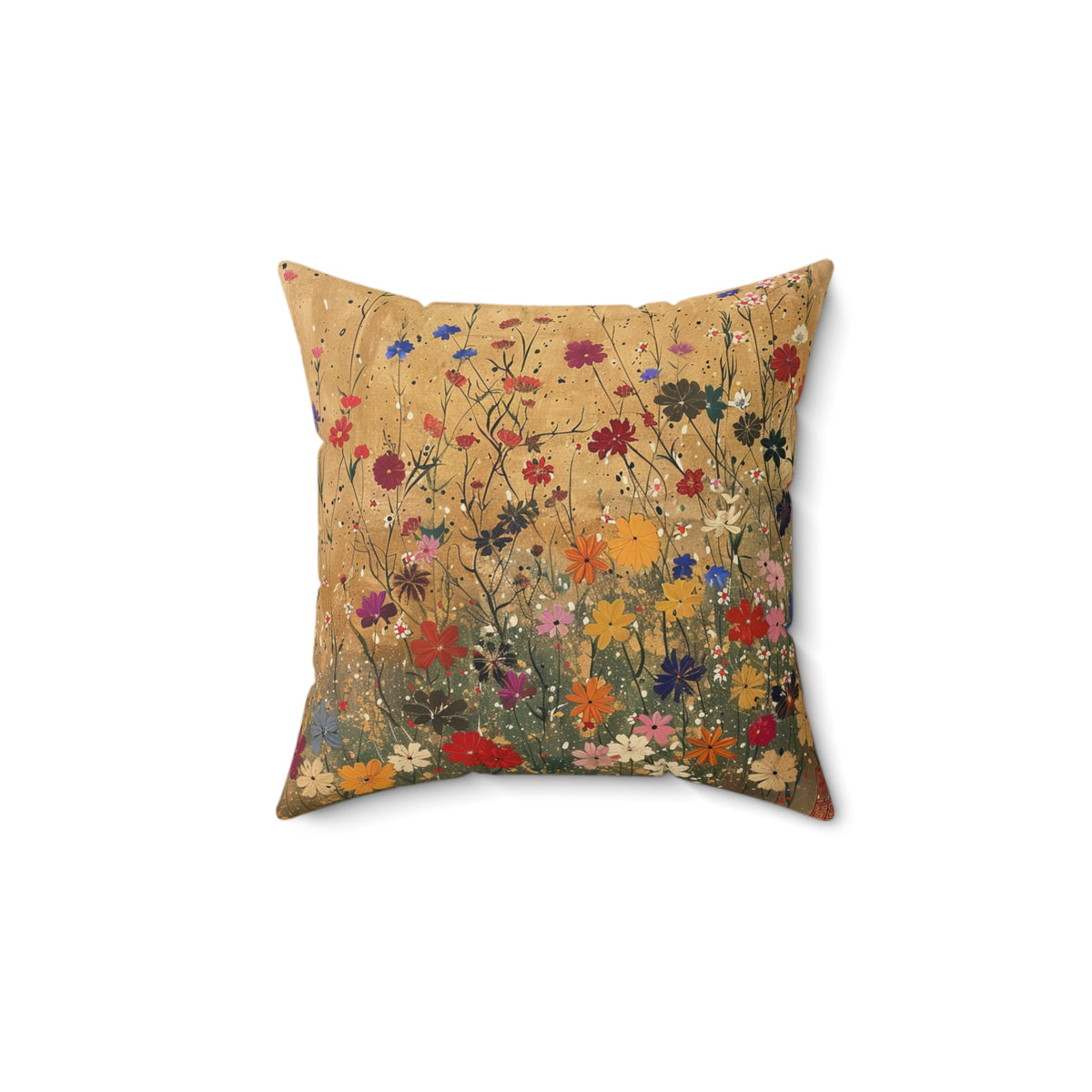 Japanese Wildflowers on a Spun Polyester Square Pillow