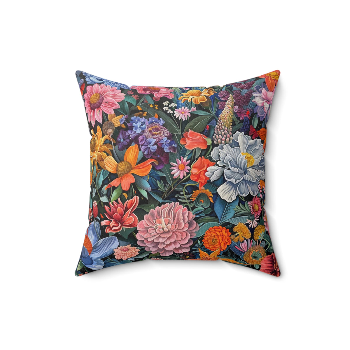Futuristic Flowers Spun Polyester Square Pillow