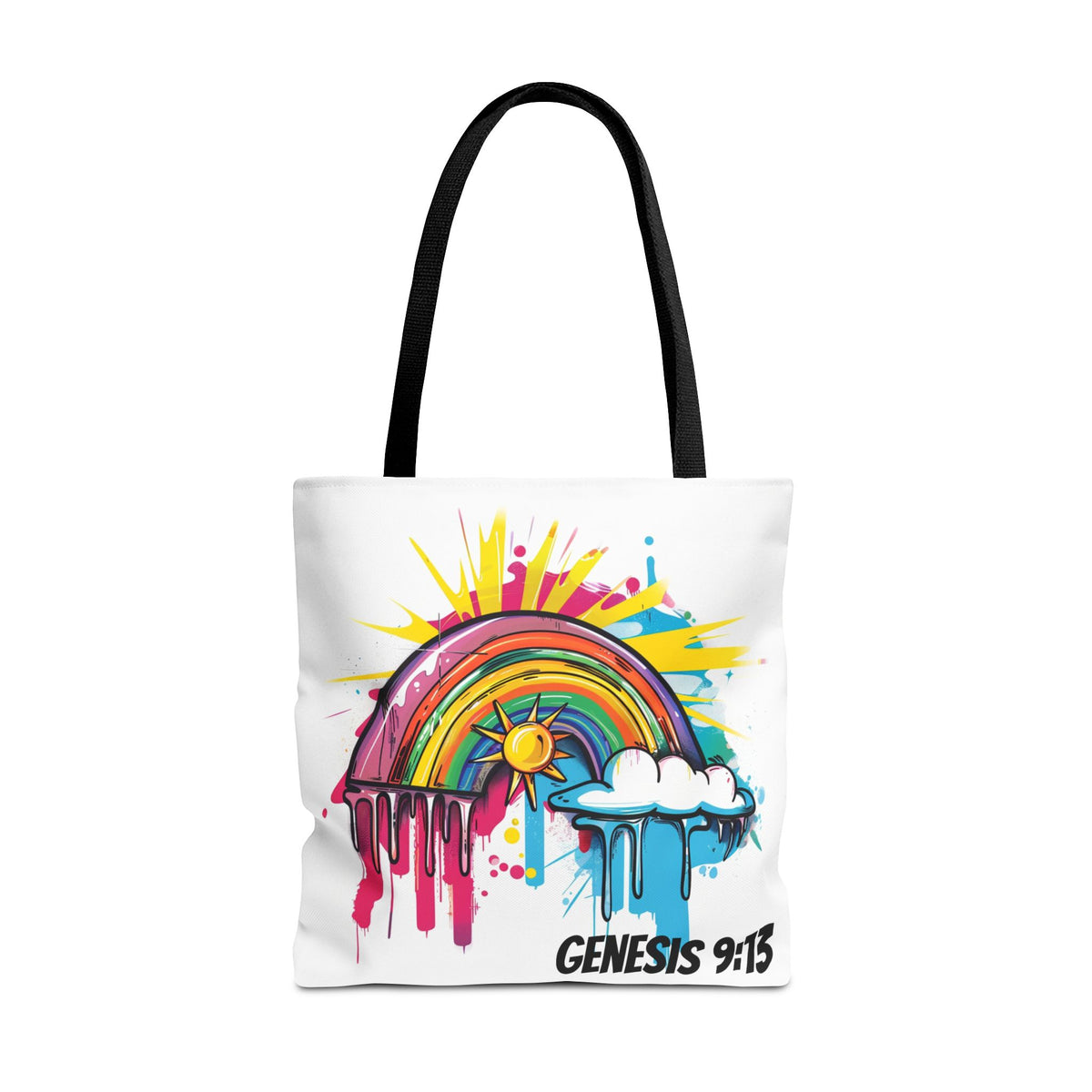 Genesis 9:13 Graffiti Style Rainbow Tote Bag