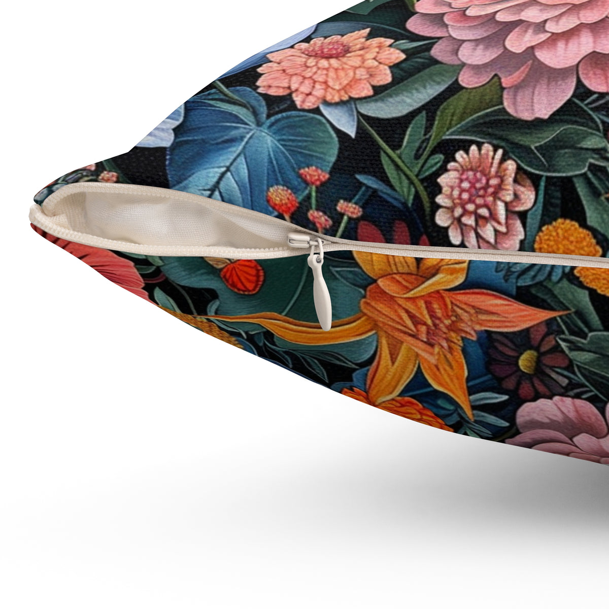 Futuristic Flowers Spun Polyester Square Pillow