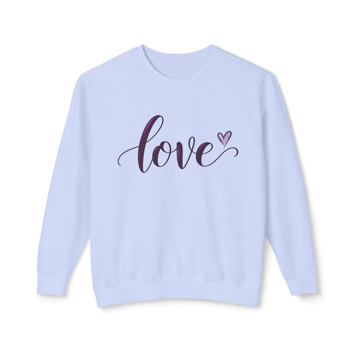 Love Script Crewneck Sweatshirt — Feminine Purple Heart Love Design