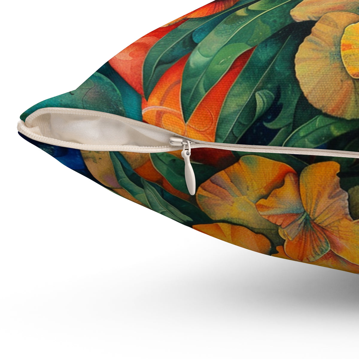 Futuristic Flowers Spun Polyester Square Pillow