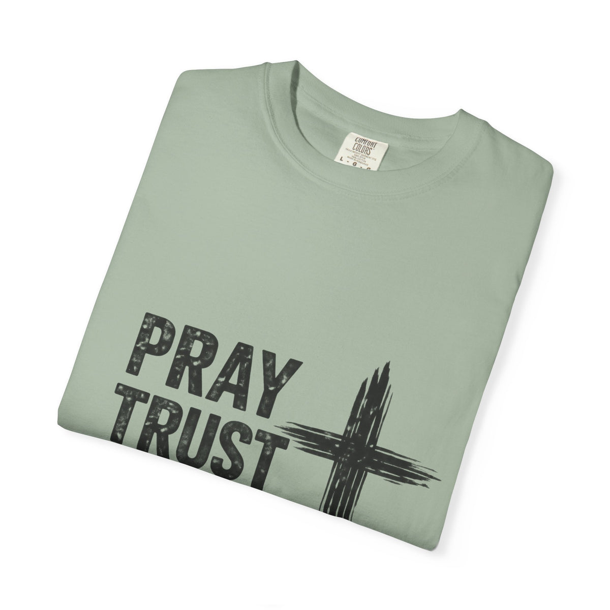Prayer Trust Wait Repeat T-Shirt — Christian Faith Cross Graphic Tee