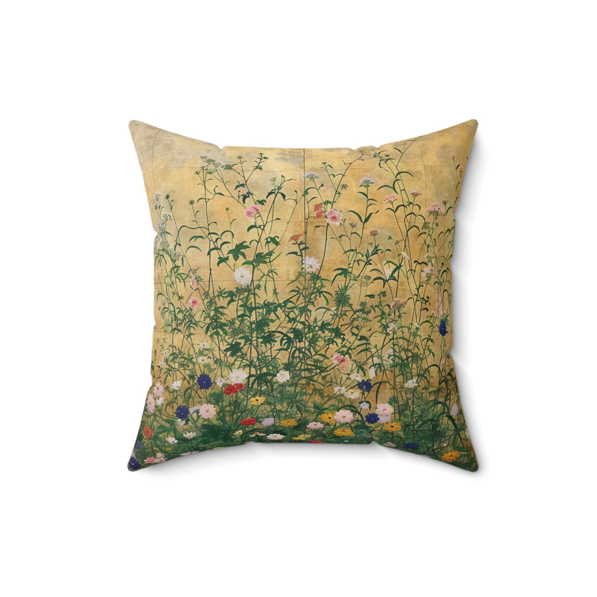 Japanese Wildflowers on a Spun Polyester Square Pillow