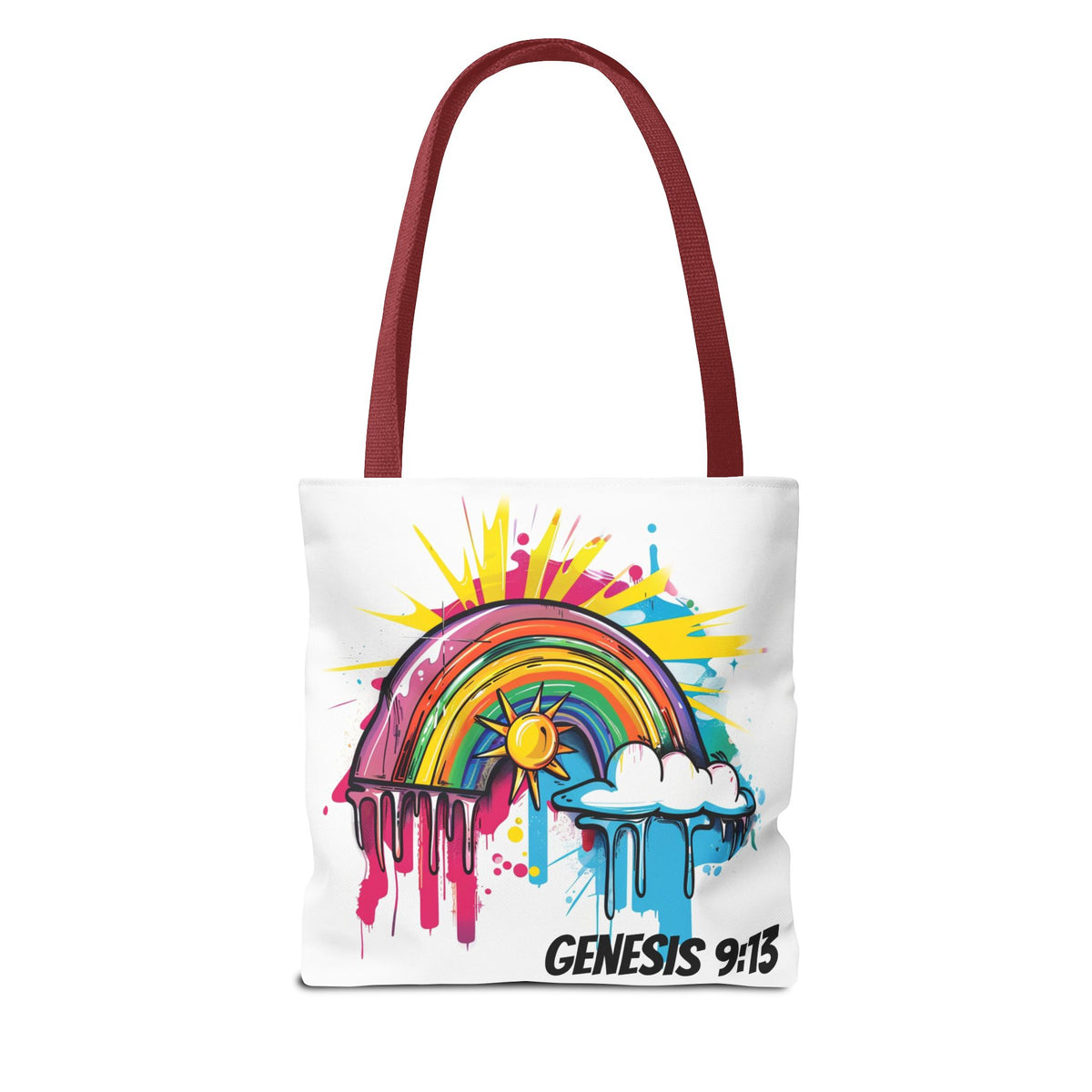Genesis 9:13 Graffiti Style Rainbow Tote Bag
