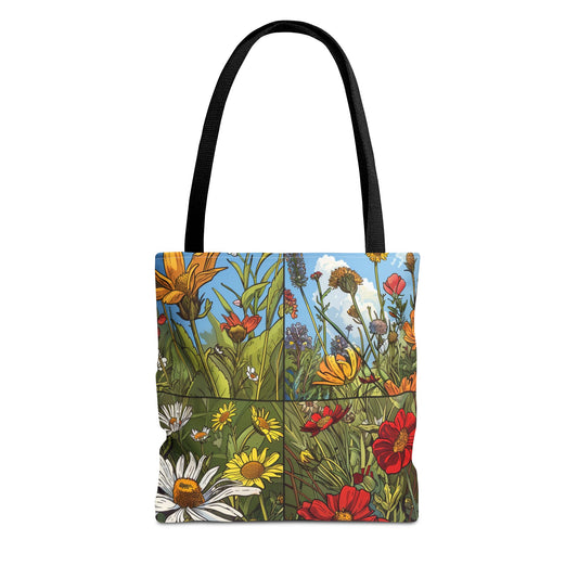 Wildflower Tote Bag - Comic Book Style