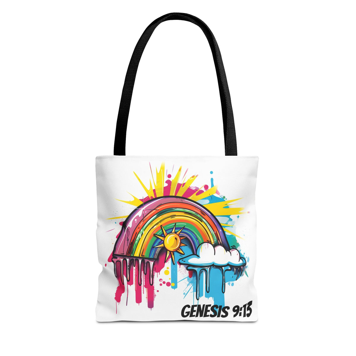 Genesis 9:13 Graffiti Style Rainbow Tote Bag