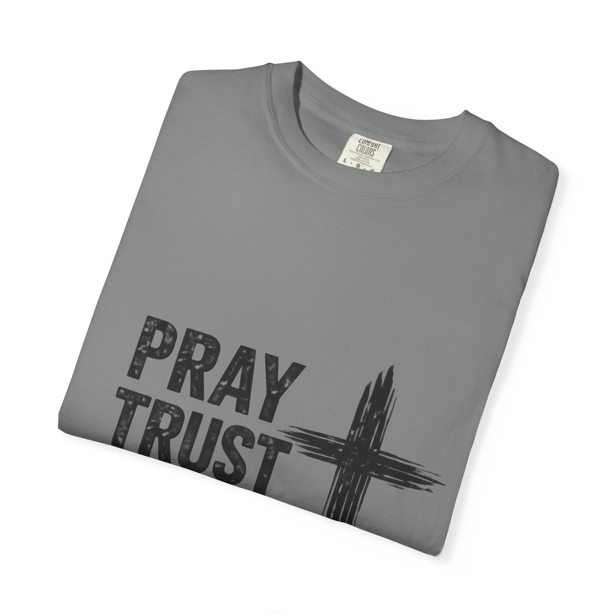 Prayer Trust Wait Repeat T-Shirt — Christian Faith Cross Graphic Tee