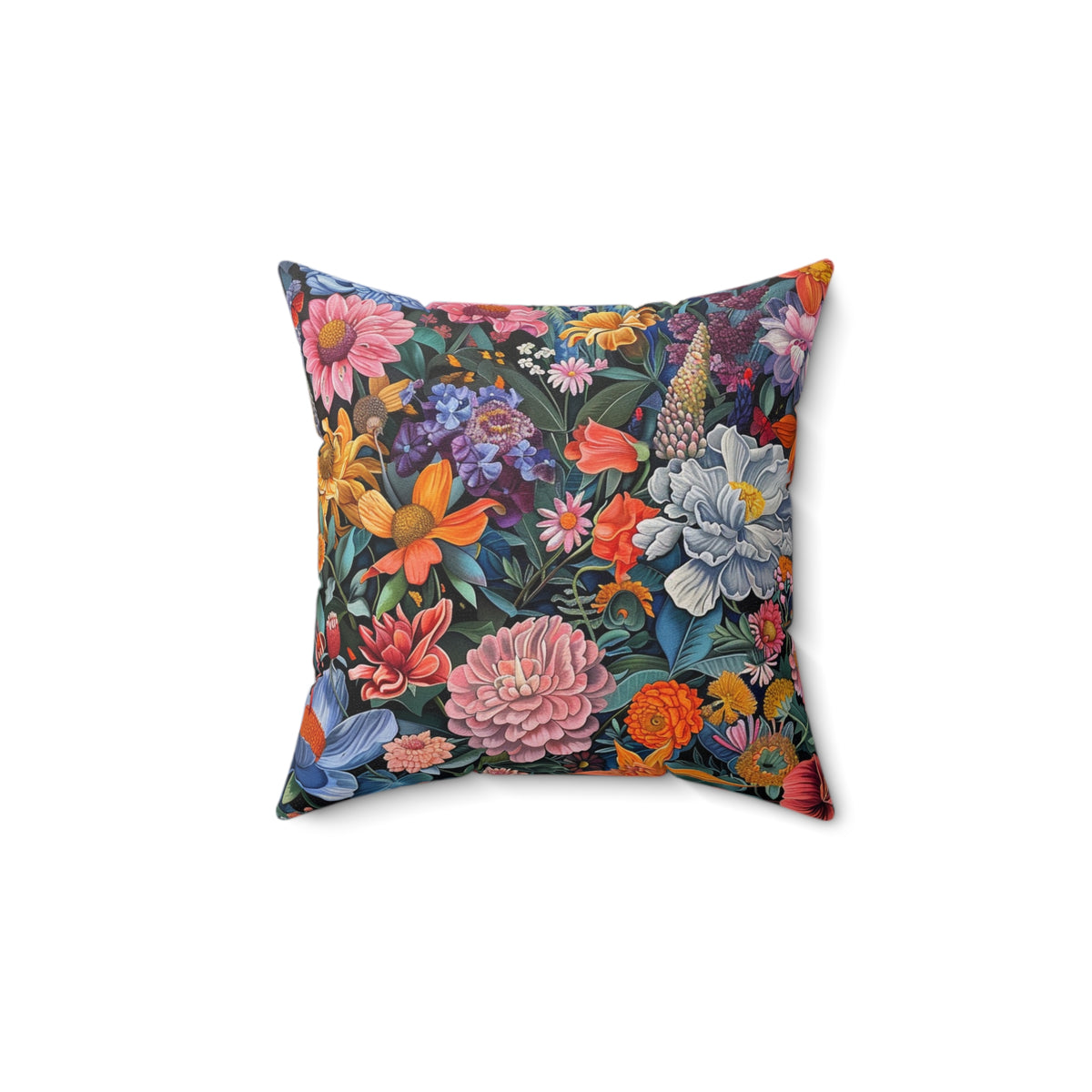 Futuristic Flowers Spun Polyester Square Pillow